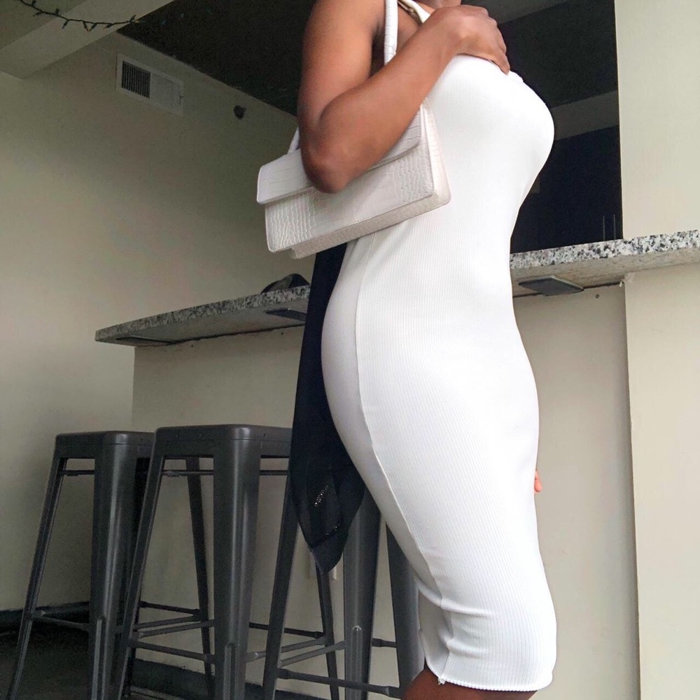 ♡ h&m white ribbed dress ♡